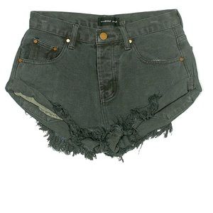 - Mustard Seed Distressed High Rise Button Fly Short army, green olive
